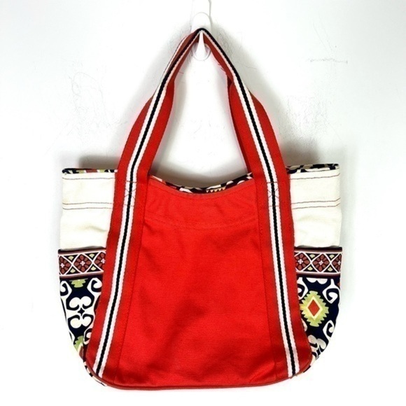 Vera Bradley Small Red Colorblock Tote in Sun Valley Perfect for the Beach - Picture 1 of 11